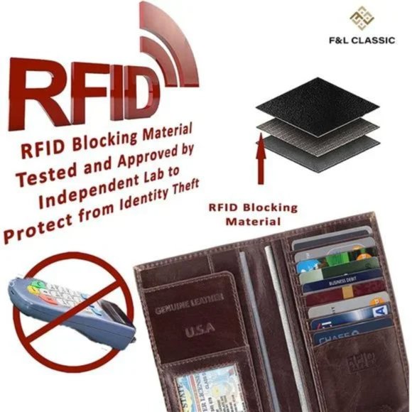 New Luxury Men’s Wallet RFID Vintage Style Premium Genuine Leather Bifold Wallet - Picture 6 of 7